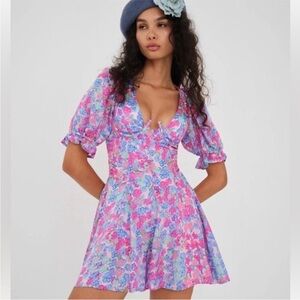 For Love and Lemons & Free People Angie Mini Floral Dress